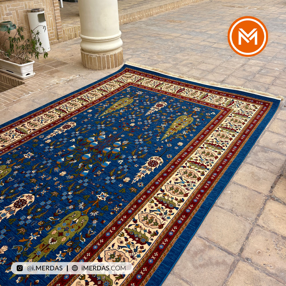 فرش گبه کد 115 قشقایی زمینه آبی نفتی